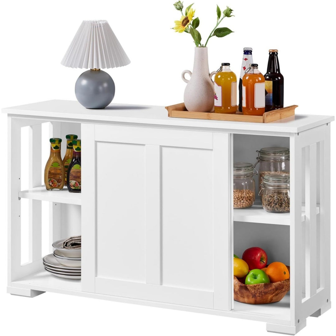 Kuechenschrank aufbewahrungsschrank mit stauraum und schiebetueren konsolentisch sideboard aus holz kuechekommode freistehender schrank buffetschrank beistellschrank kuechenmoebel weiss