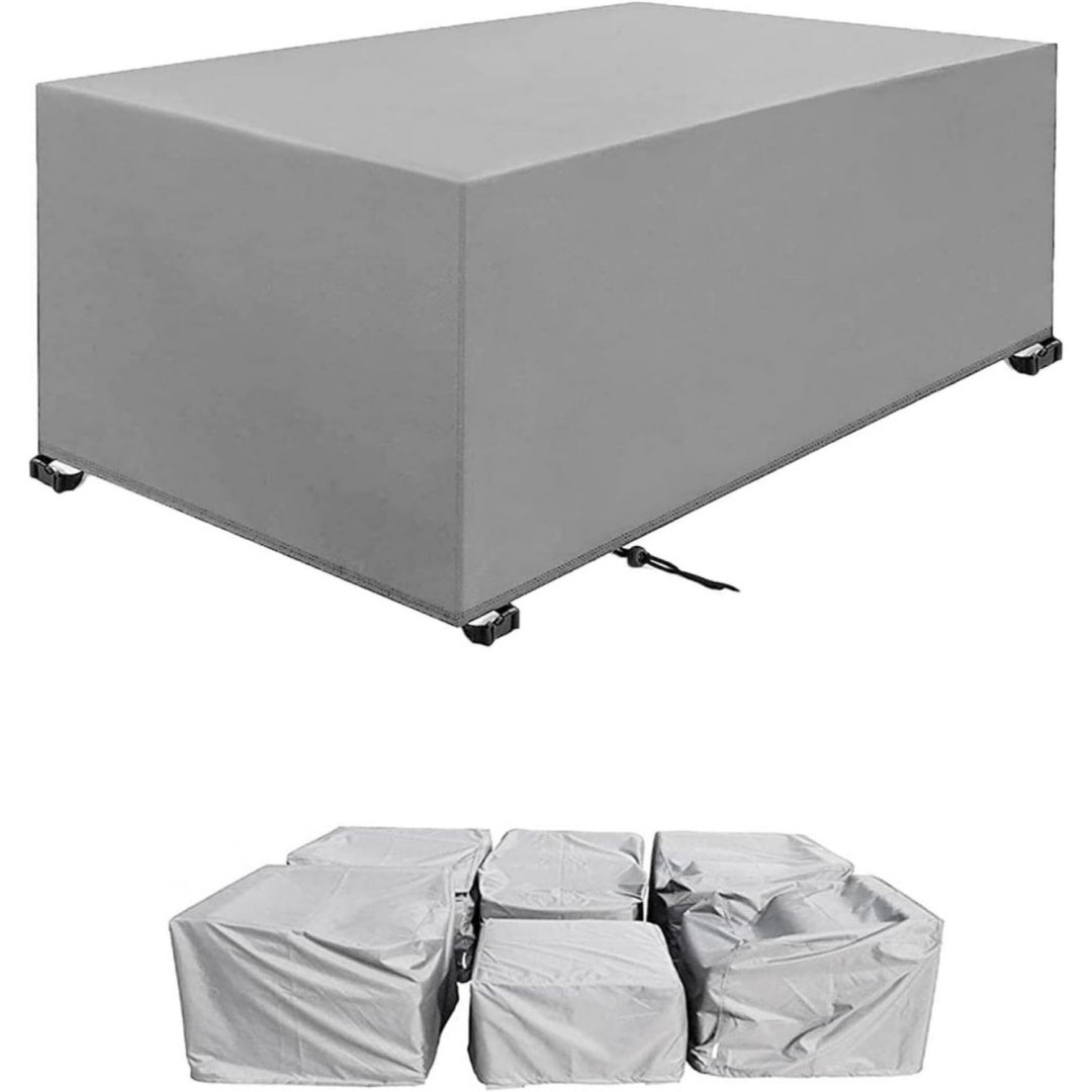 gartenmoebel abdeckung 200x160x74cm silber grau rechteckig gartenmoebel schwerlast 420d oxford schutzhuelle schnallen und spannkordel fuer alle jahreszeiten wasserdicht nti-ultraviolett schutzhuelle