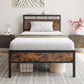bett 90x200metall bettrahmen mit holz kopfteil regalen schwarz bettgestell aus metall mit lattenrosteinzelbett bettrahmen gaestebett jugendbett fuer schlafzimmer gaestezimmer