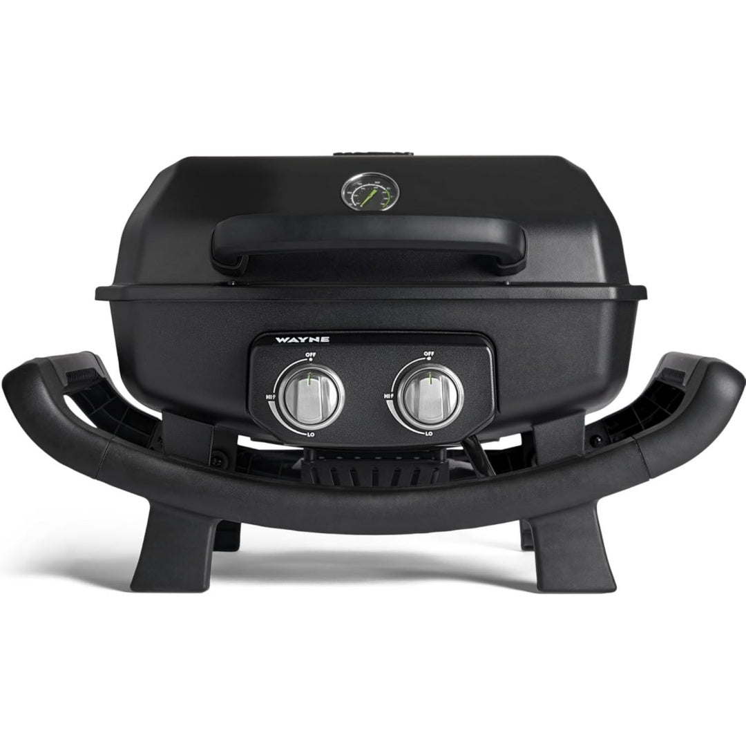 2-brenner gasgrill wayne 44 kw tragbarer balkongrill tischgasgrill klein mit aludruckguss brennkammer inkl abdeckhaube gusseisen grillrost