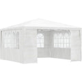 Profi Partyzelt mit Seitenwaenden ultraviolett-bestaendig wasserbestaendig pavillon festzelt gartenpavillon gartenzelt garten bierzelt 4x4m weiss 90gm