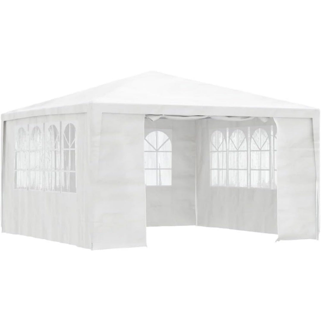 Profi Partyzelt mit Seitenwaenden ultraviolett-bestaendig wasserbestaendig pavillon festzelt gartenpavillon gartenzelt garten bierzelt 4x4m weiss 90gm