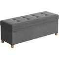 sitzhocker mit stauraum 38 x 110 x 40 cm bis 300 kg belastbar klappbare sitzbank mit beinen fussbank aufbewahrungsbox schiefergrau und tintenschwarz melisa kollektion lsf018g11