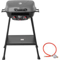 2- brenner gasgrill kleiner balkon-picknick-grill 5 kw grillwagen fuer garten und camping mit leicht demontierbaren grillstaender grau