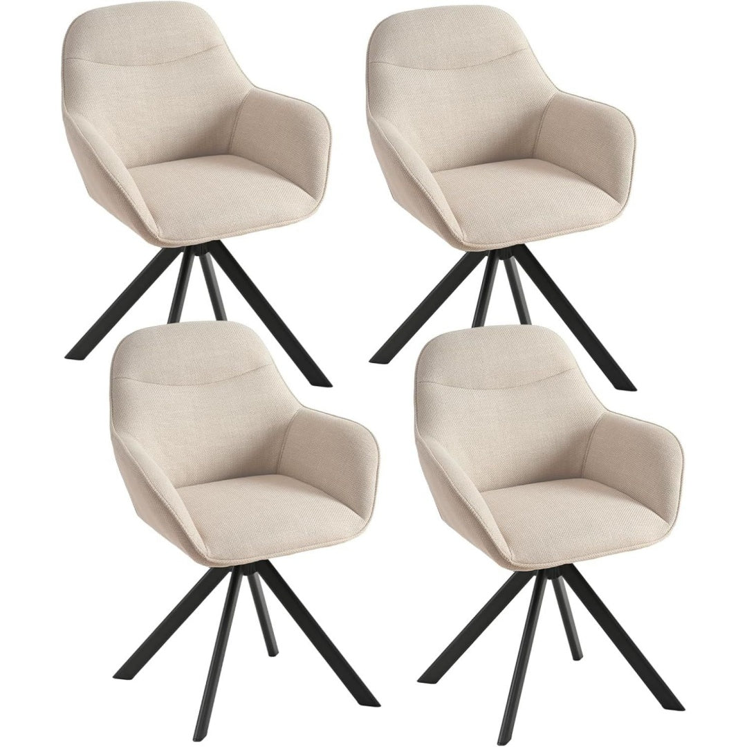 esszimmerstuehle drehbar 4er set mit armlehne 360 drehbar polsterstuhl leinen drehstuhl esszimmer kuechenstuhl mit metallbeine fuer esszimmer kueche beige