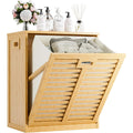 Badschrank mit waeschekorb waschschrank bambus badezimmerschrank mit waeschesammelbehaelter abnehmbarer innenbeutel mit griffen geeignet fuer waschkueche badezimmer und schlafzimmer natur
